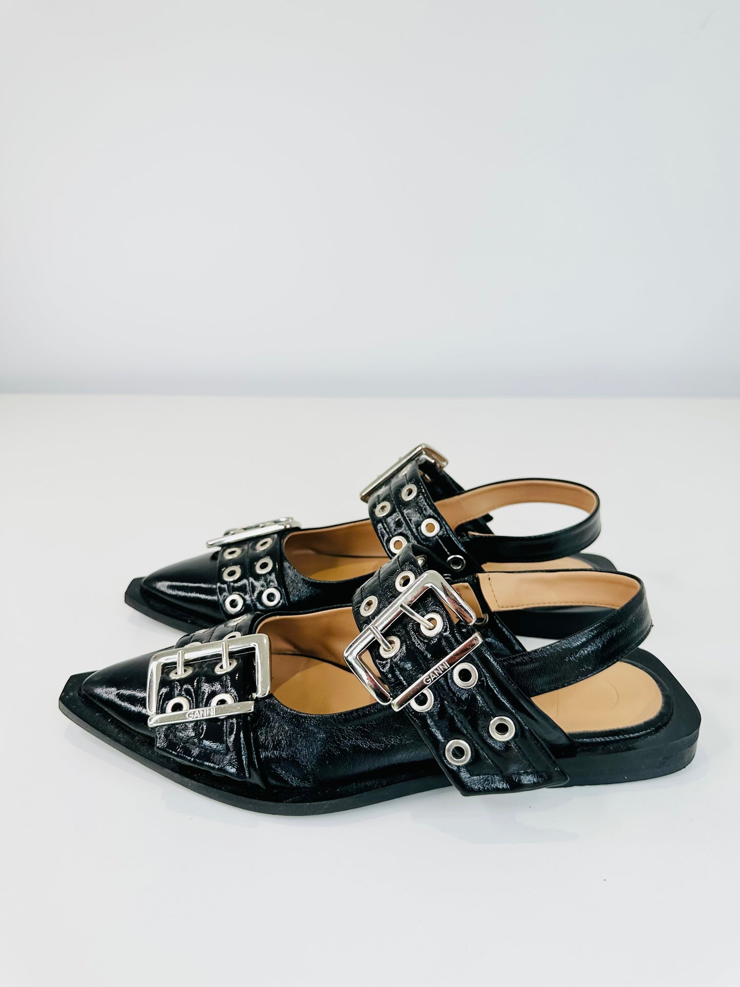 Feminine Buckle Ballerinas - Size 38