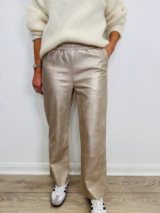 Faux Leather Trousers - Size 38