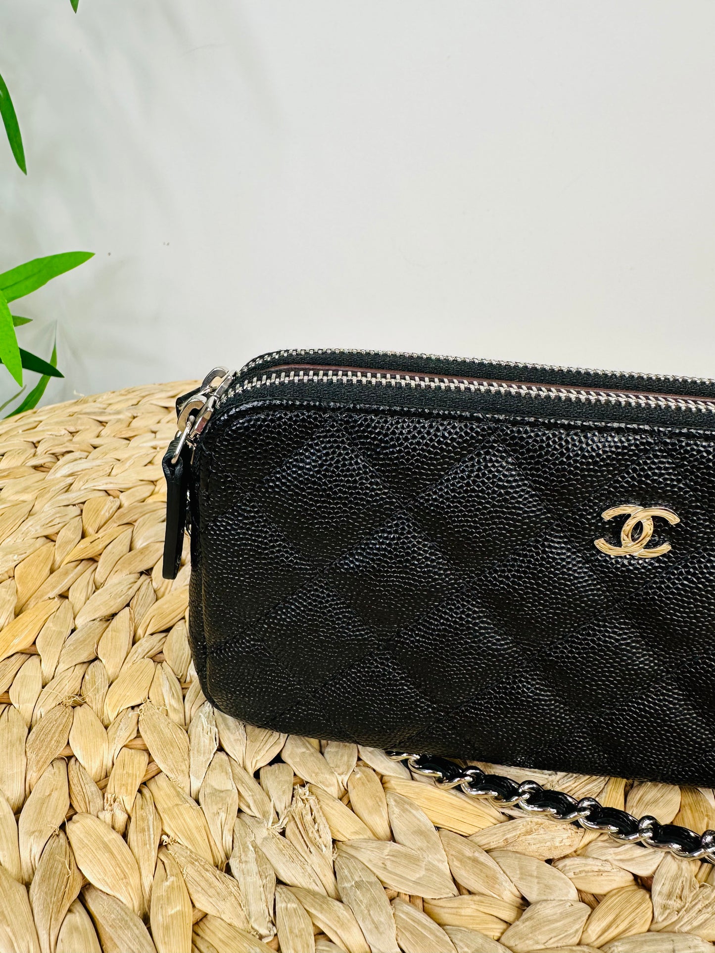 Quilted Caviar Leather Double Zip Woc