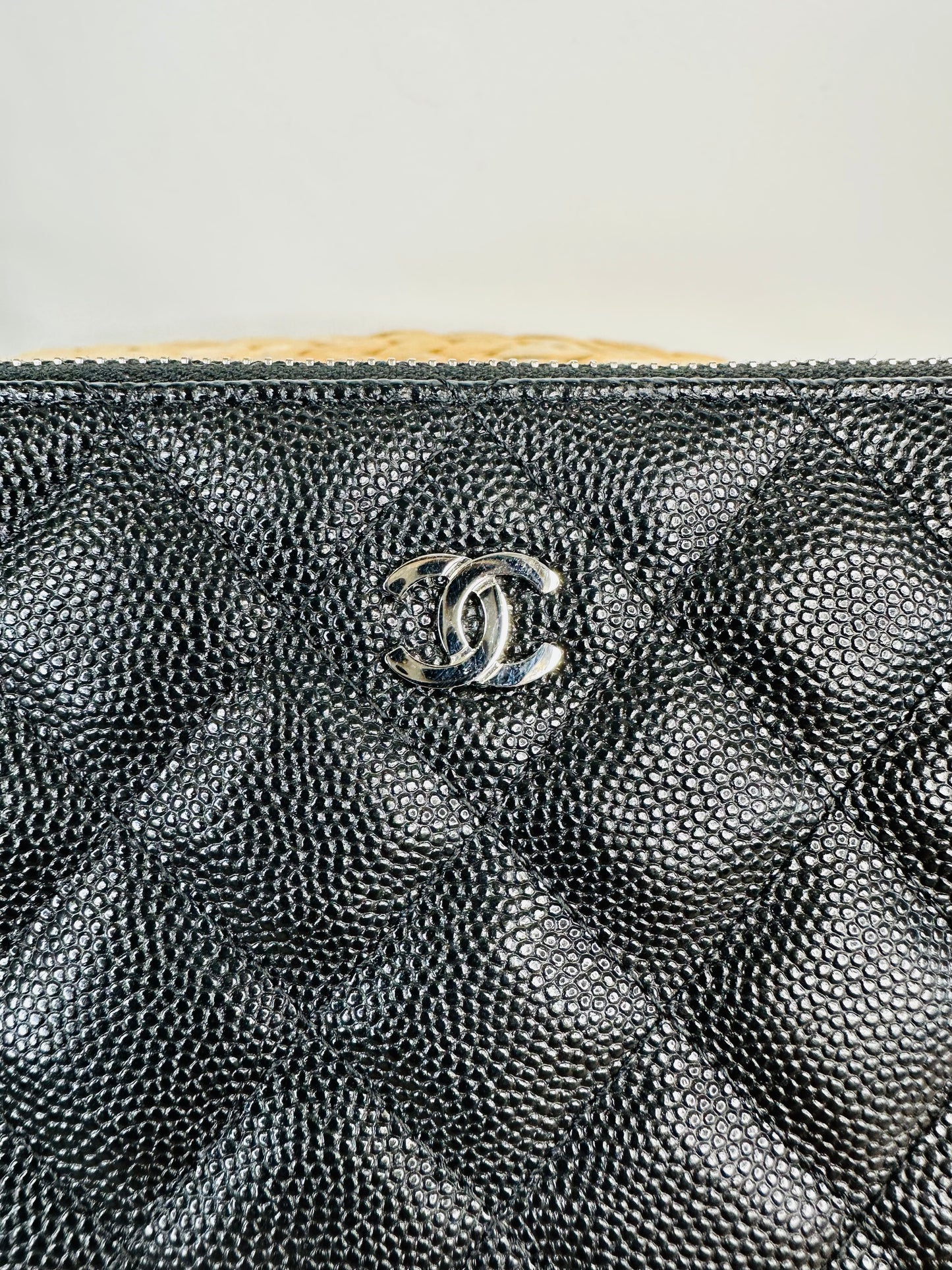 Quilted Caviar Leather Double Zip Woc