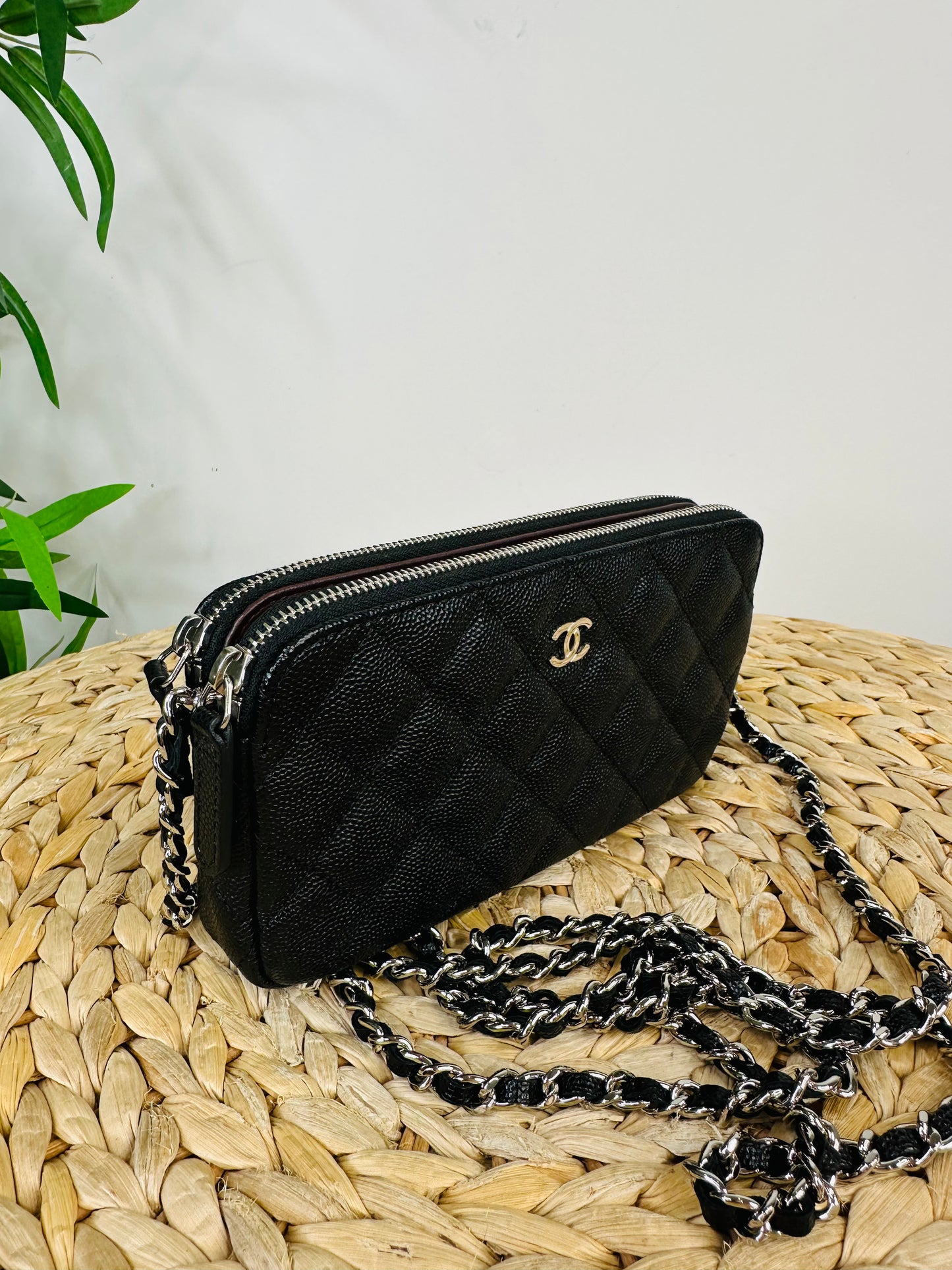 Quilted Caviar Leather Double Zip Woc