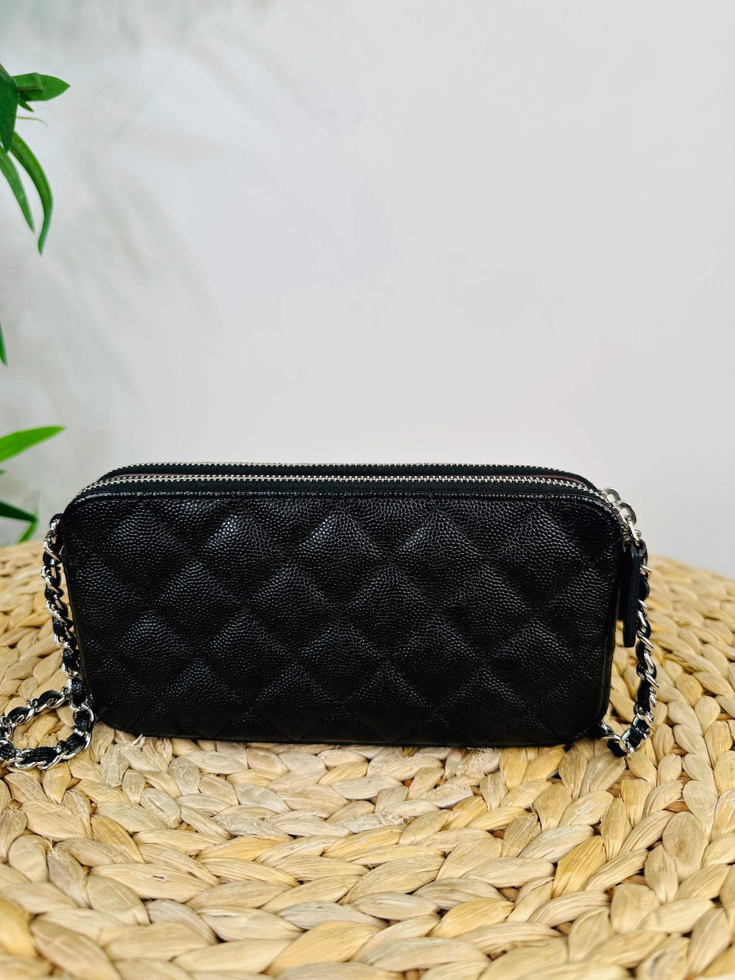Quilted Caviar Leather Double Zip Woc