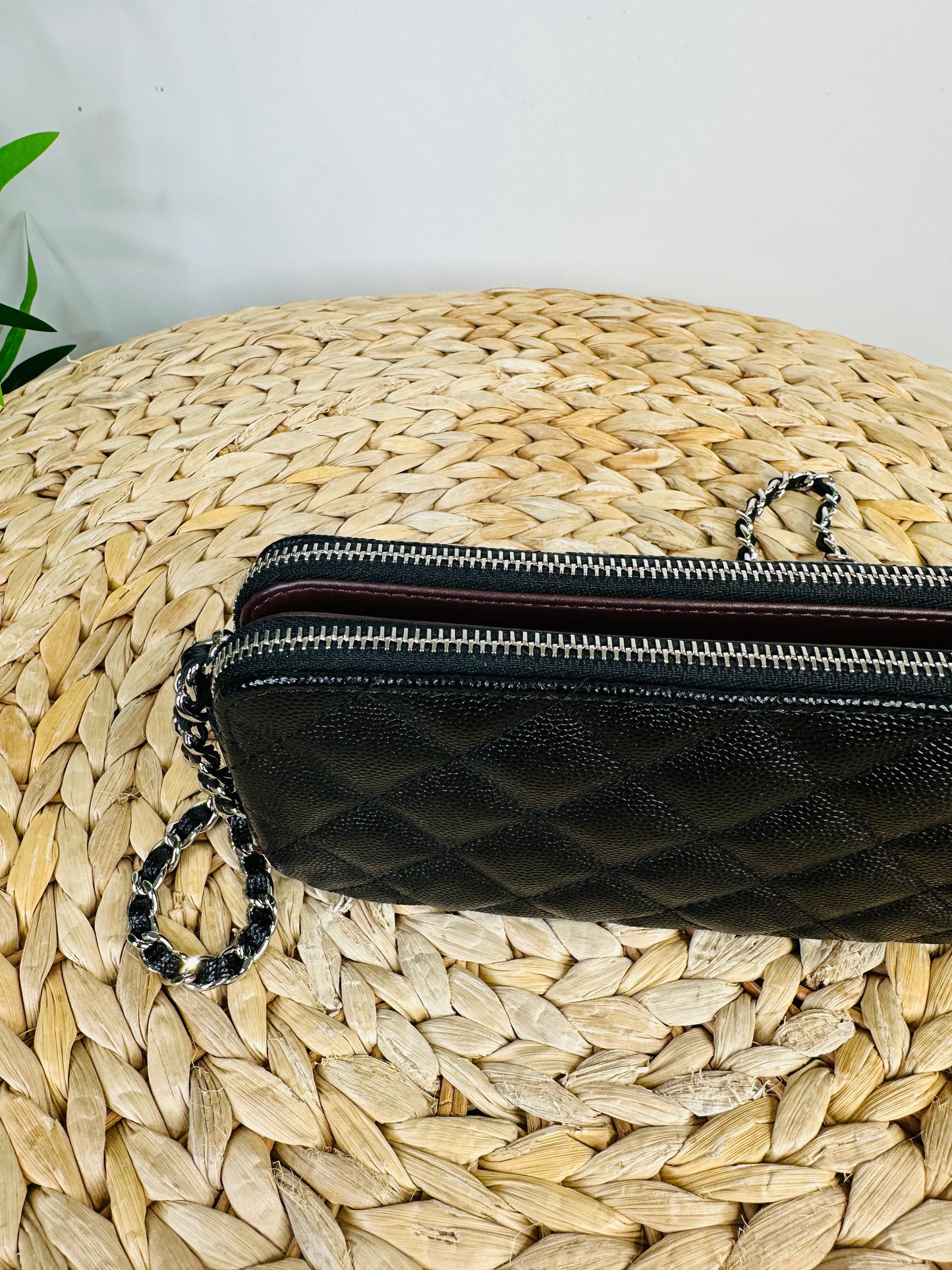 Quilted Caviar Leather Double Zip Woc