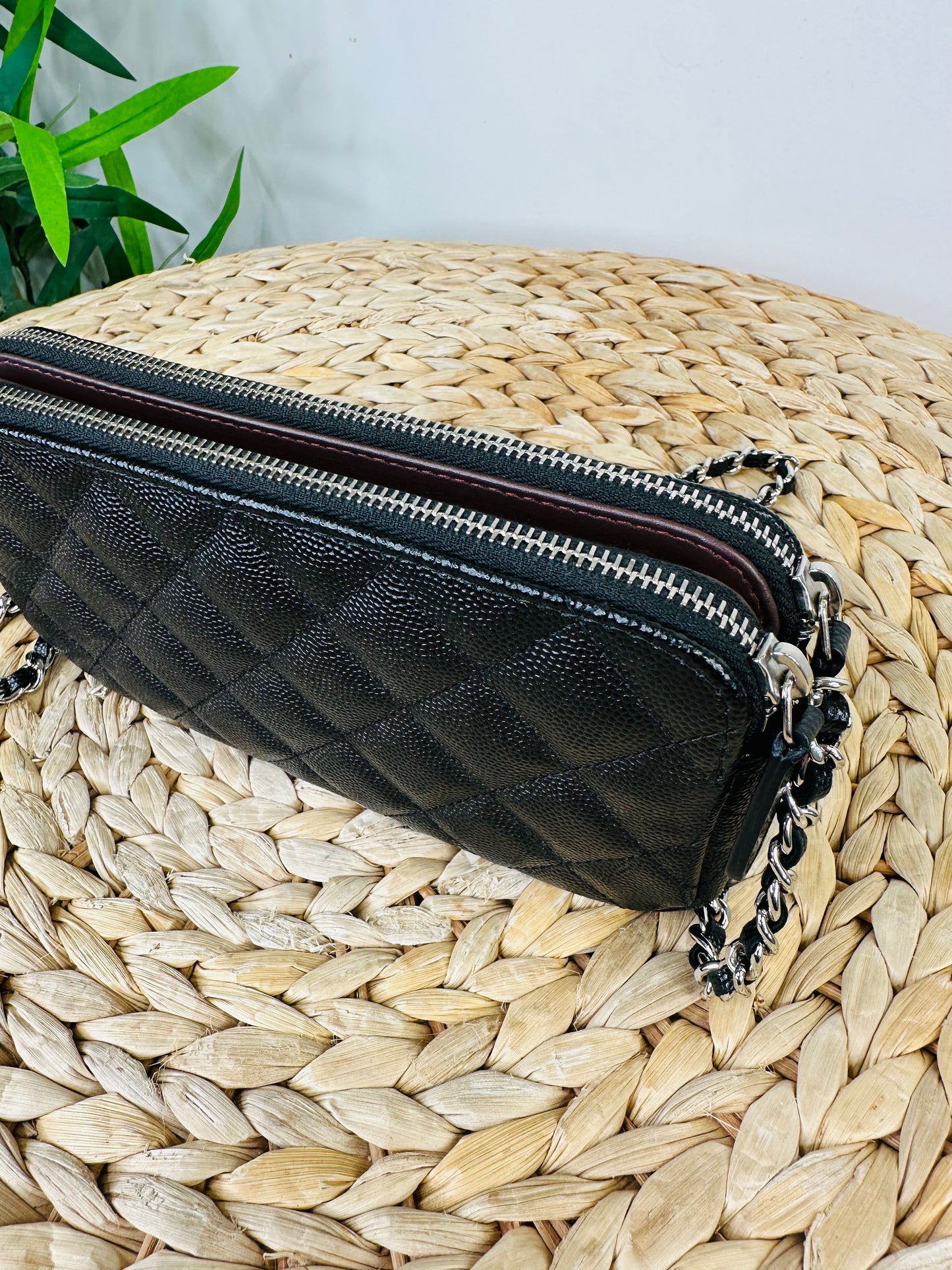 Quilted Caviar Leather Double Zip Woc