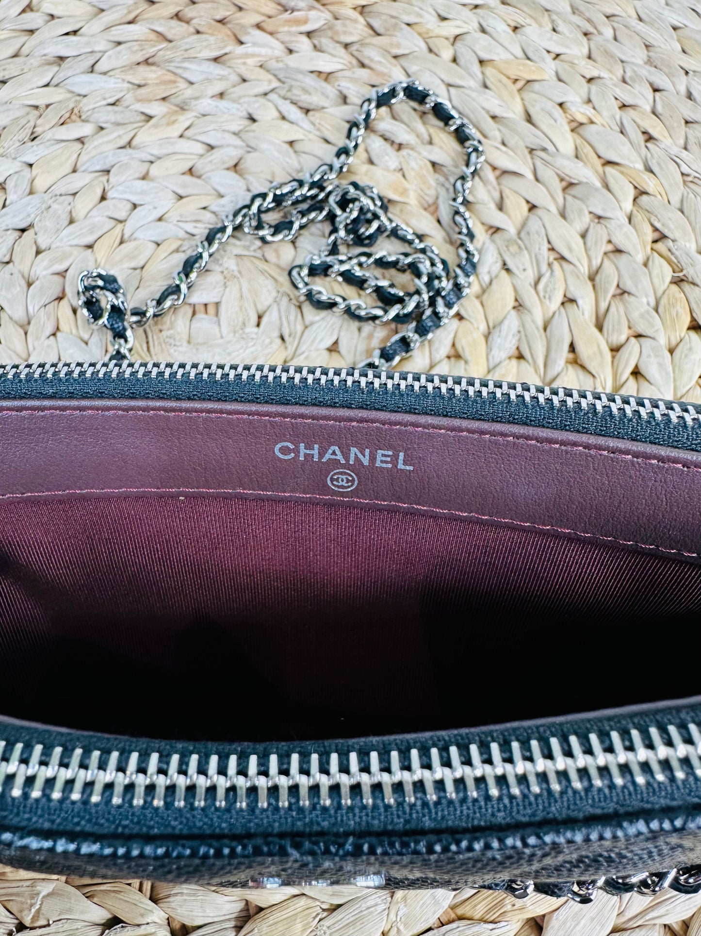 Quilted Caviar Leather Double Zip Woc