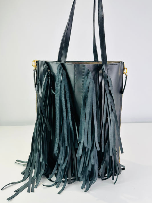 Fringed Leather Tote