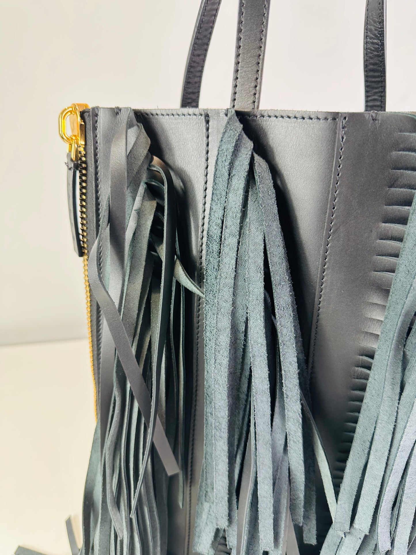 Fringed Leather Tote
