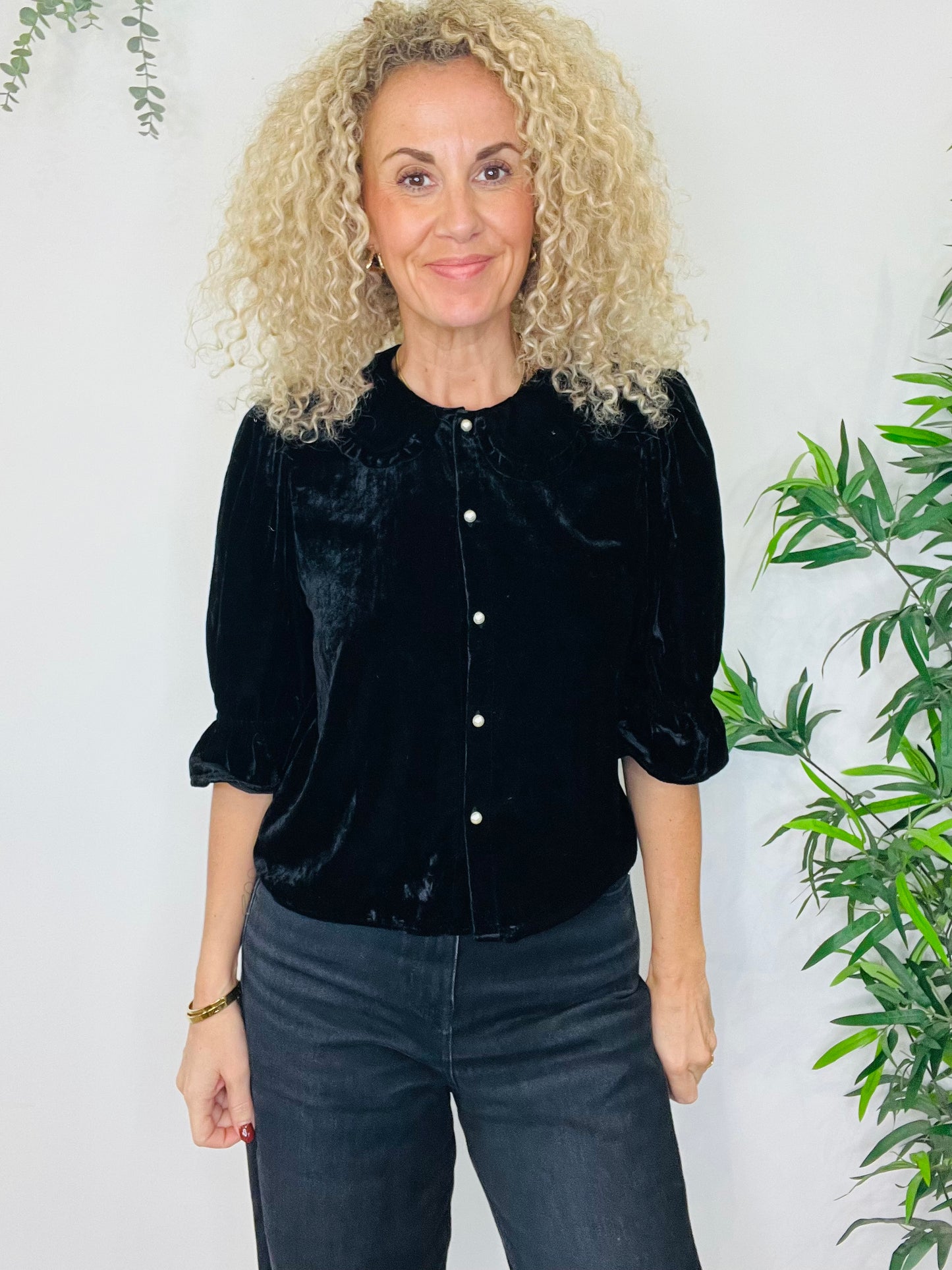 Crushed Velvet Blouse - Size 40