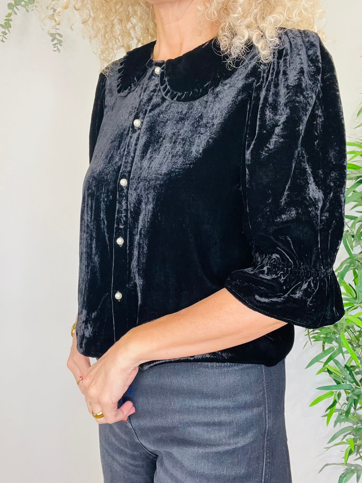 Crushed Velvet Blouse - Size 40