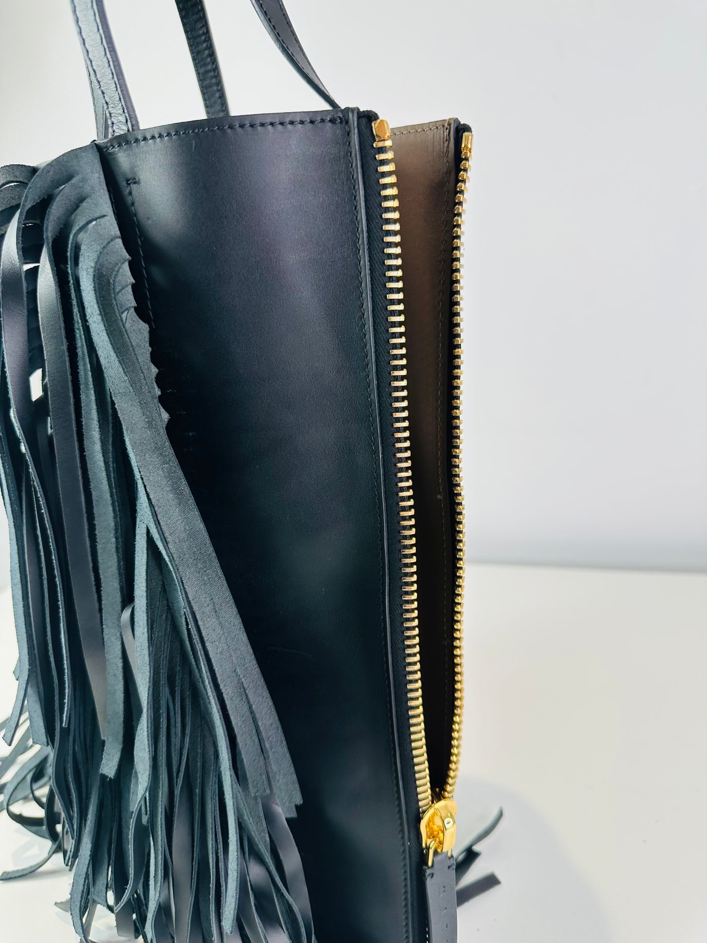 Fringed Leather Tote