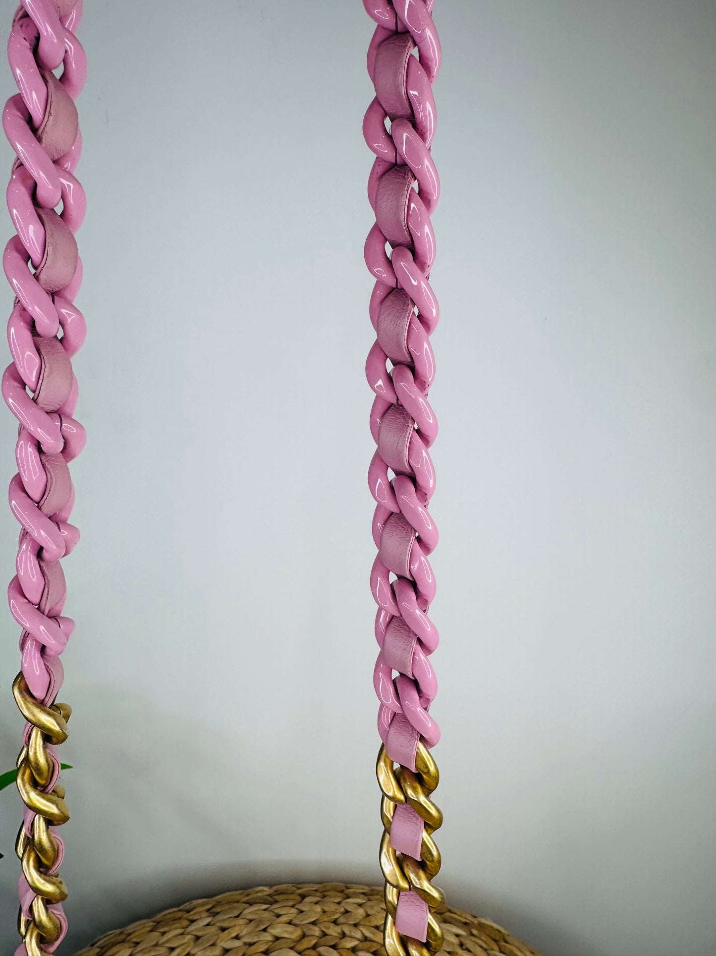 Quilted Leather Lacquered Chain Flap Bag