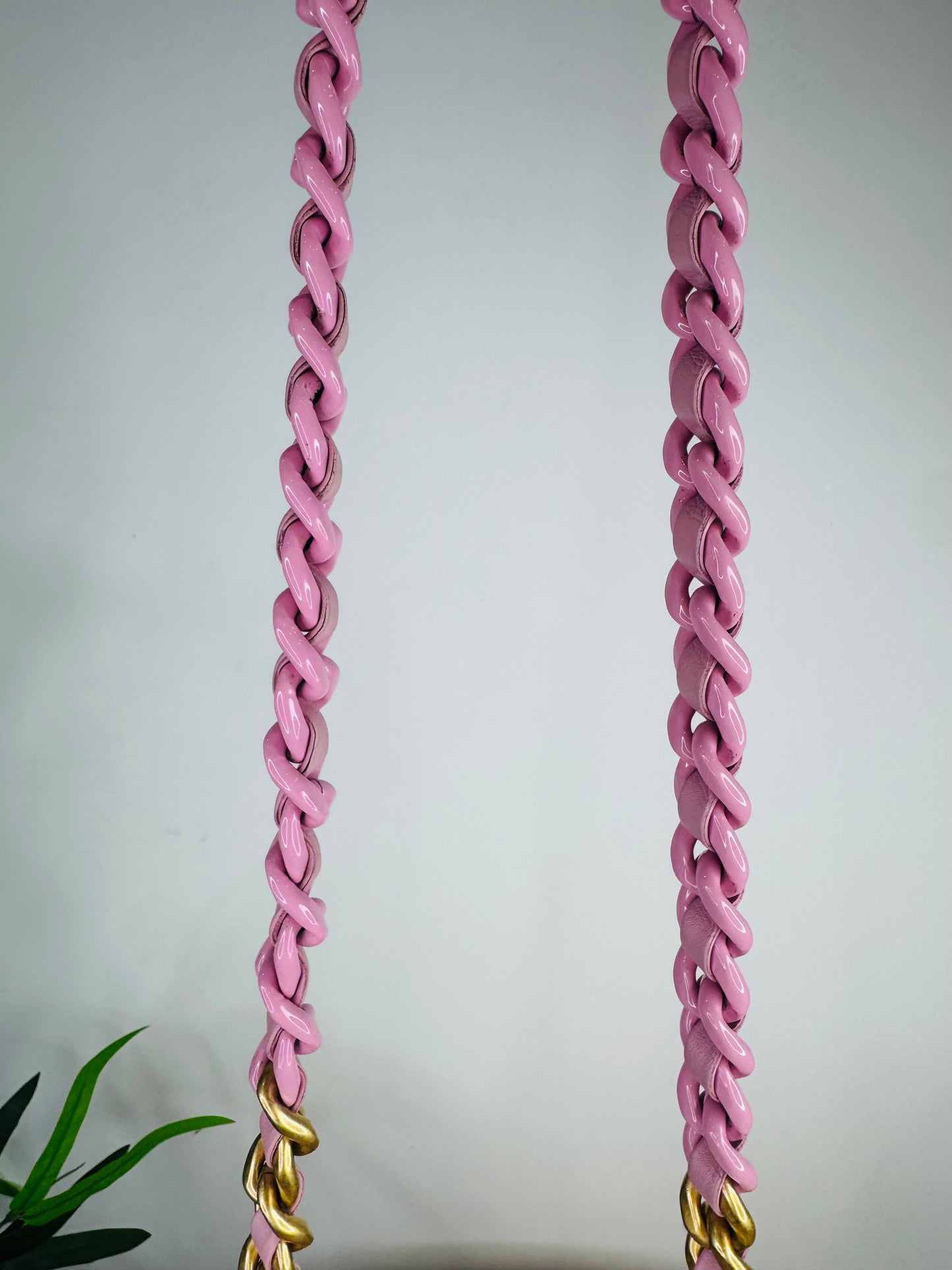 Quilted Leather Lacquered Chain Flap Bag