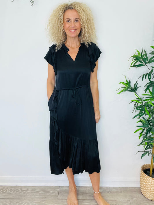 Satin Midi Dress - Size 34