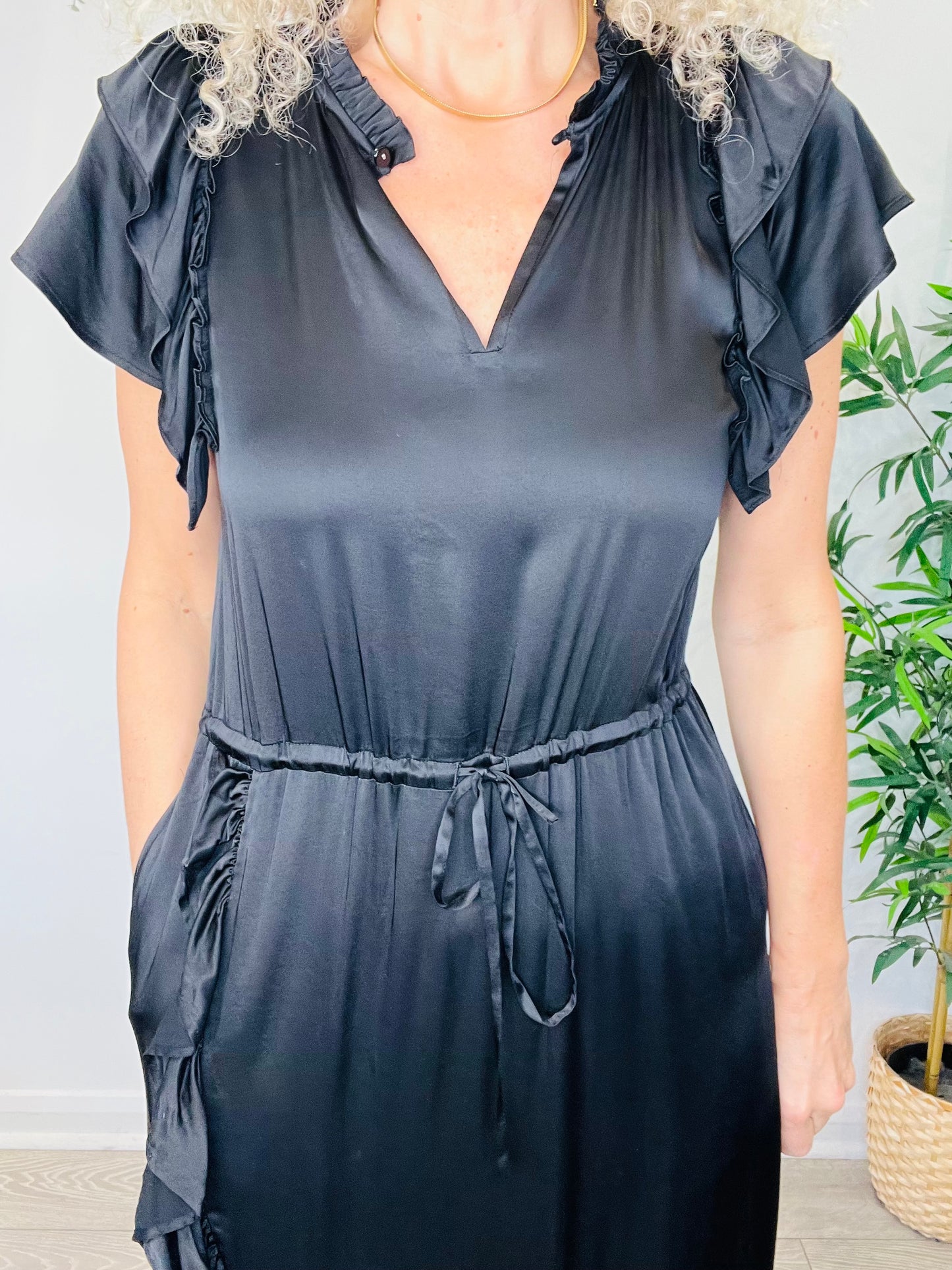 Satin Midi Dress - Size 34