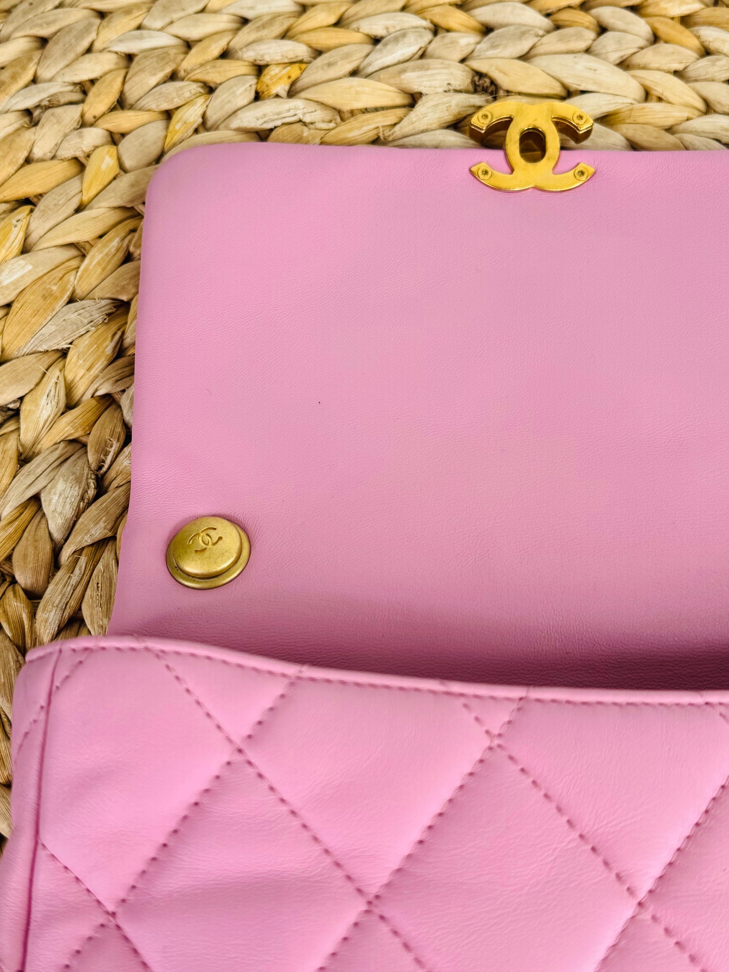 Quilted Leather Lacquered Chain Flap Bag