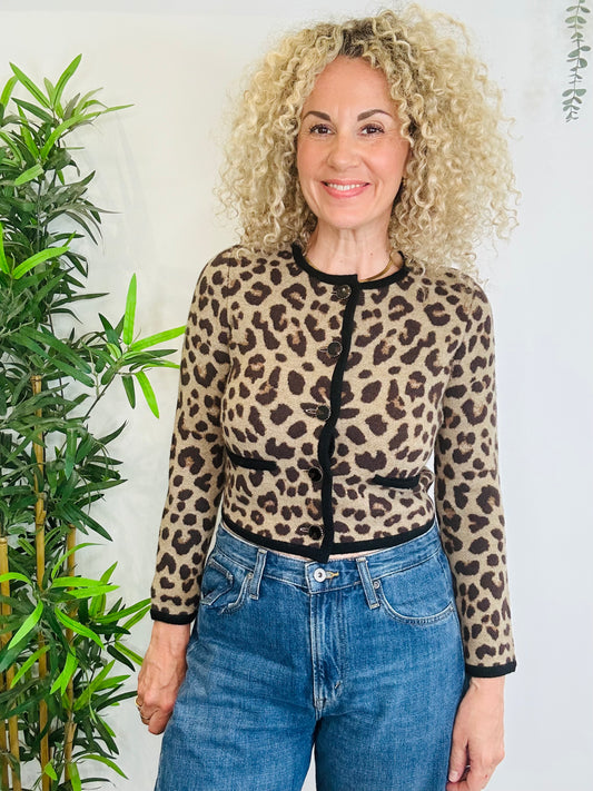 Oberon Leopard Print Cardigan - Size XS