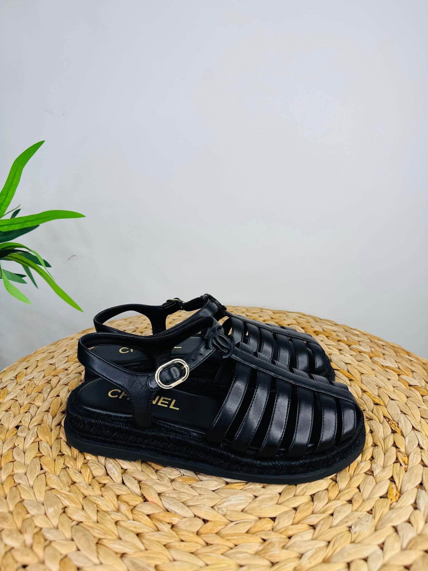 Leather Fisherman Espadrille Sandals - Size 38