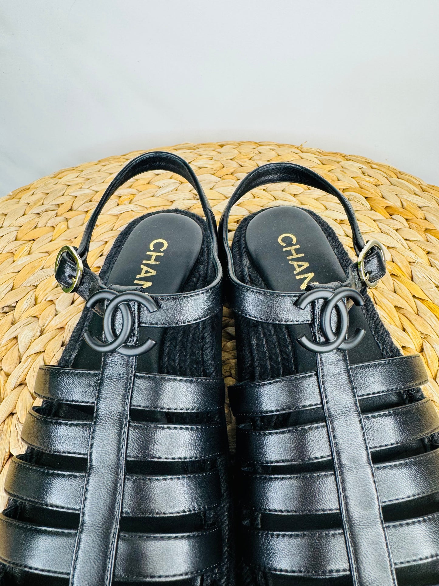 Leather Fisherman Espadrille Sandals - Size 38