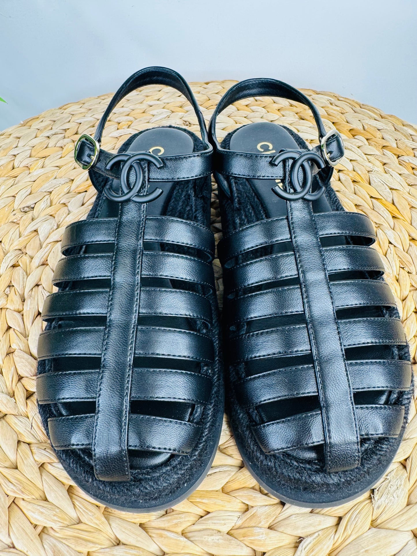 Leather Fisherman Espadrille Sandals - Size 38