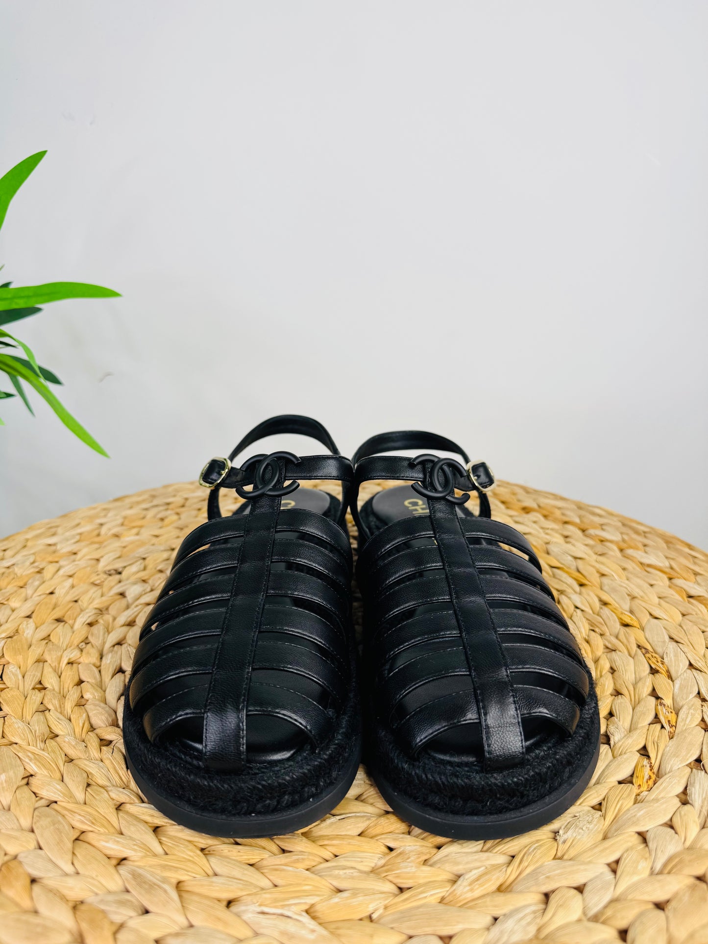 Leather Fisherman Espadrille Sandals - Size 38