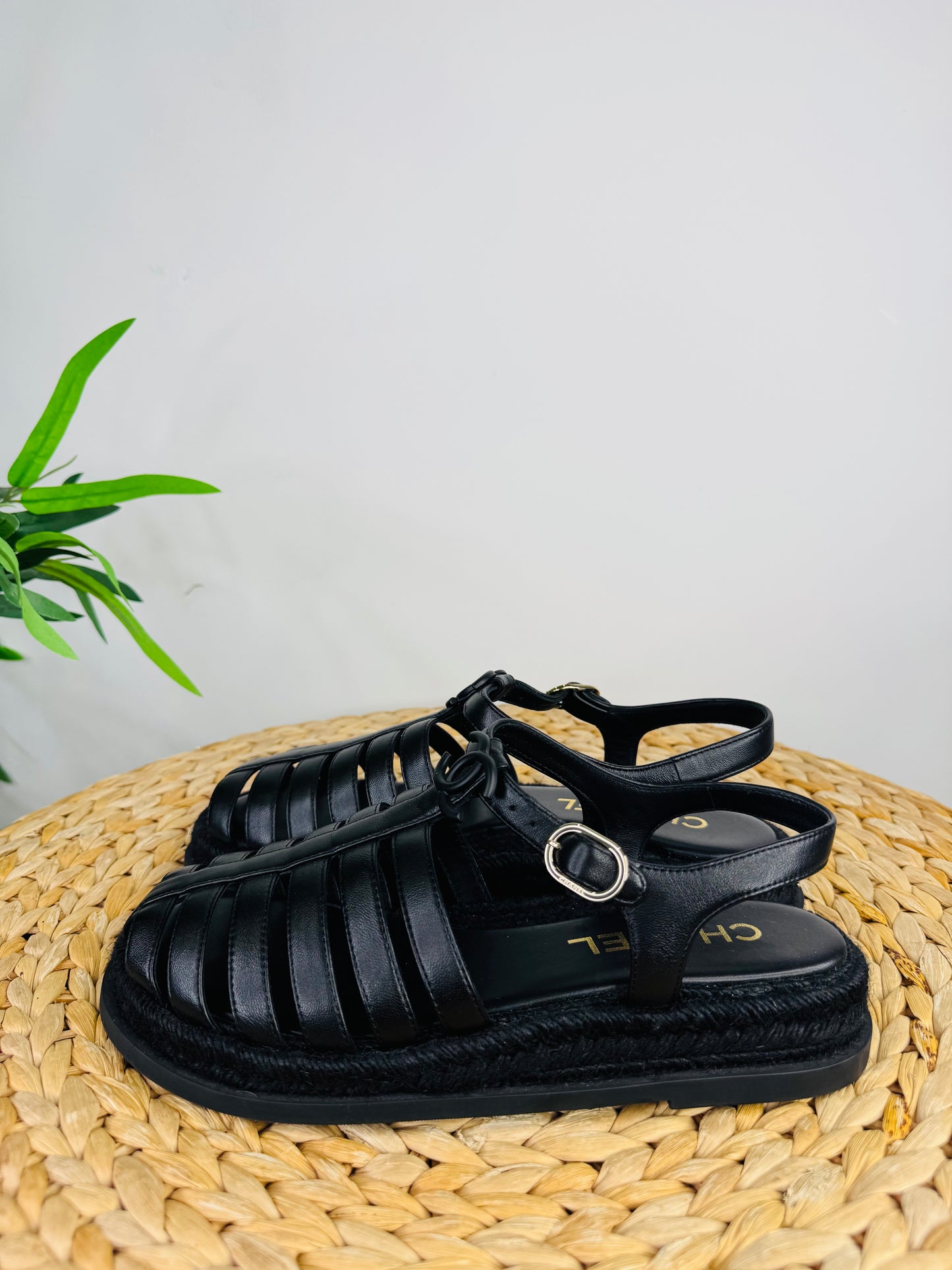 Leather Fisherman Espadrille Sandals - Size 38