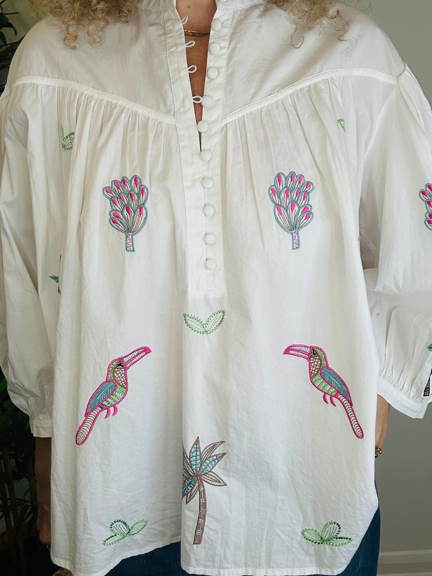 Embroidered Cotton Blouse - Size L