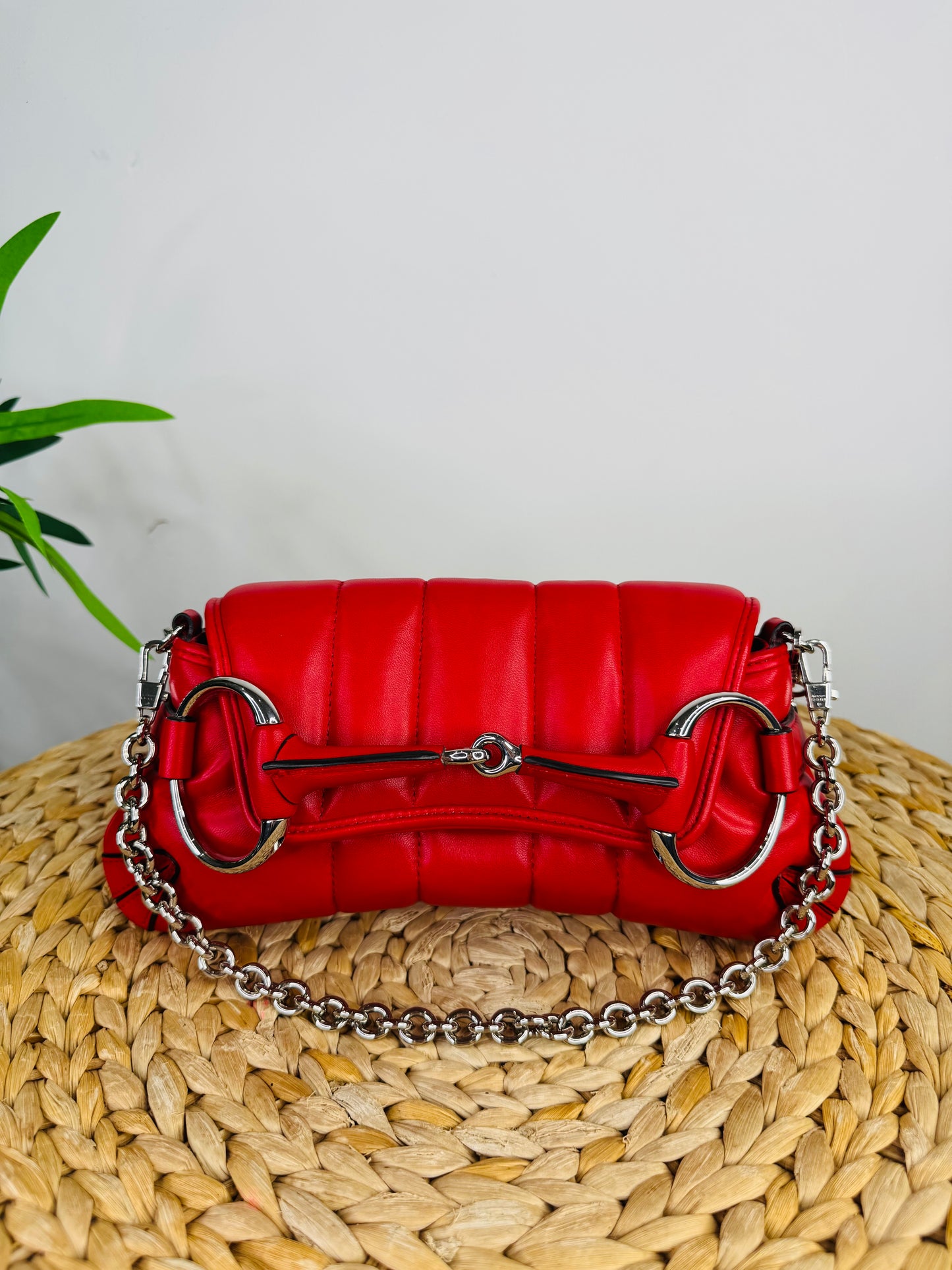 Small Padded Leather Horsebit Shoulder Bag