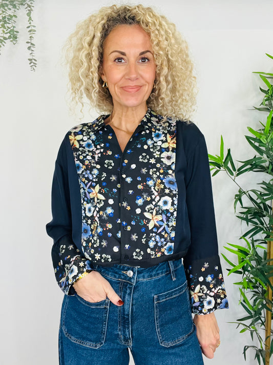 Floral Silk Shirt - Size 34