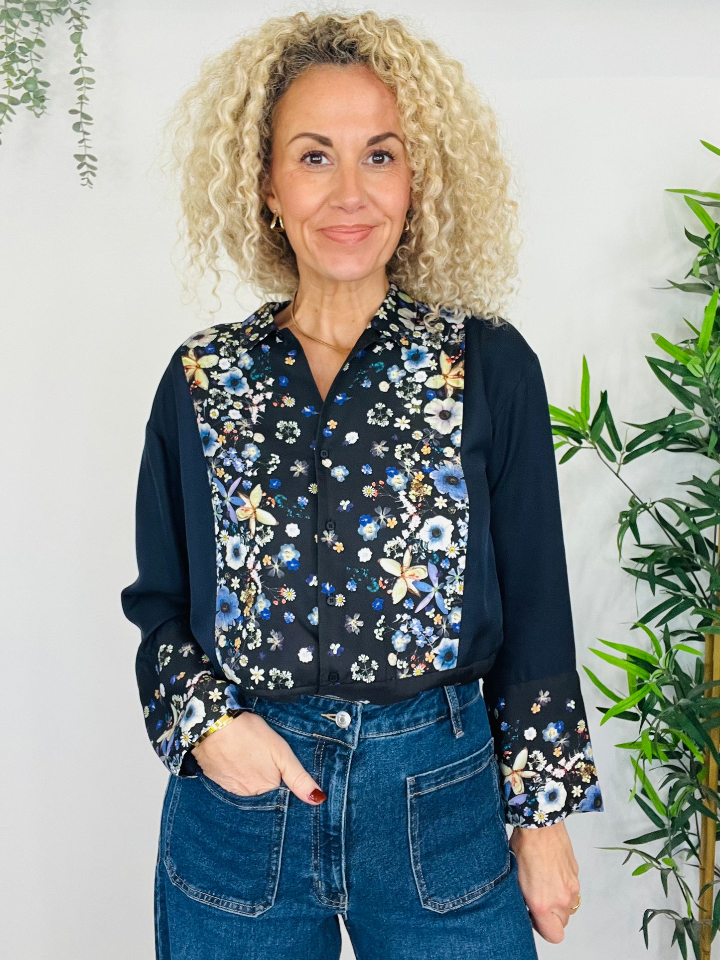 Floral Silk Shirt - Size 34