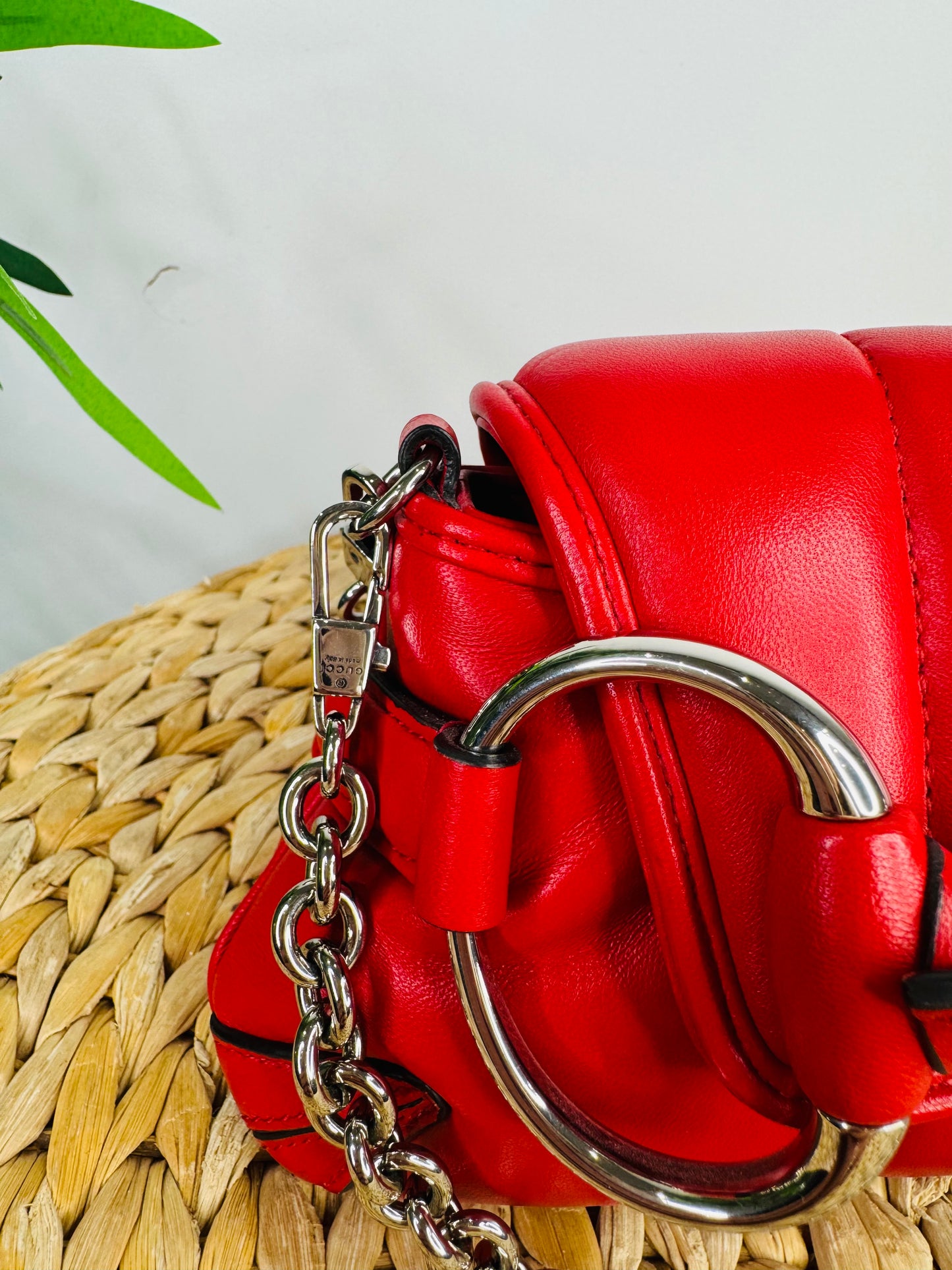 Small Padded Leather Horsebit Shoulder Bag