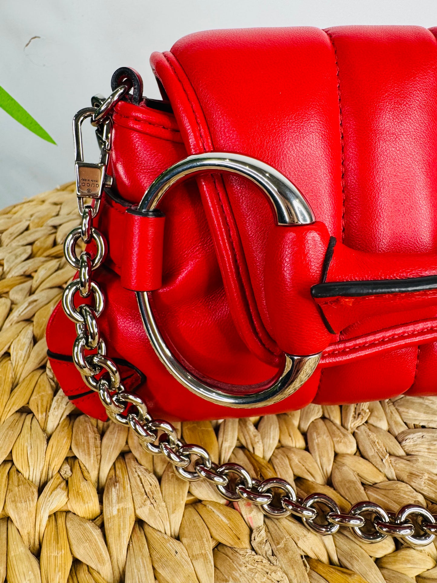 Small Padded Leather Horsebit Shoulder Bag