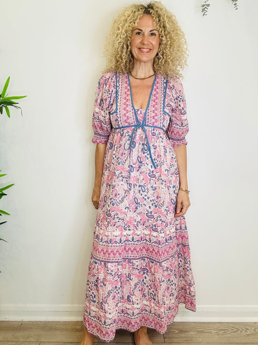 Patterned Cotton Dress - Size S