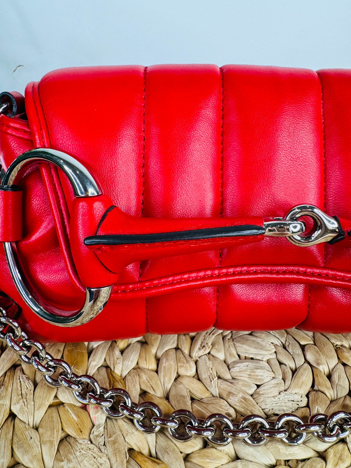 Small Padded Leather Horsebit Shoulder Bag