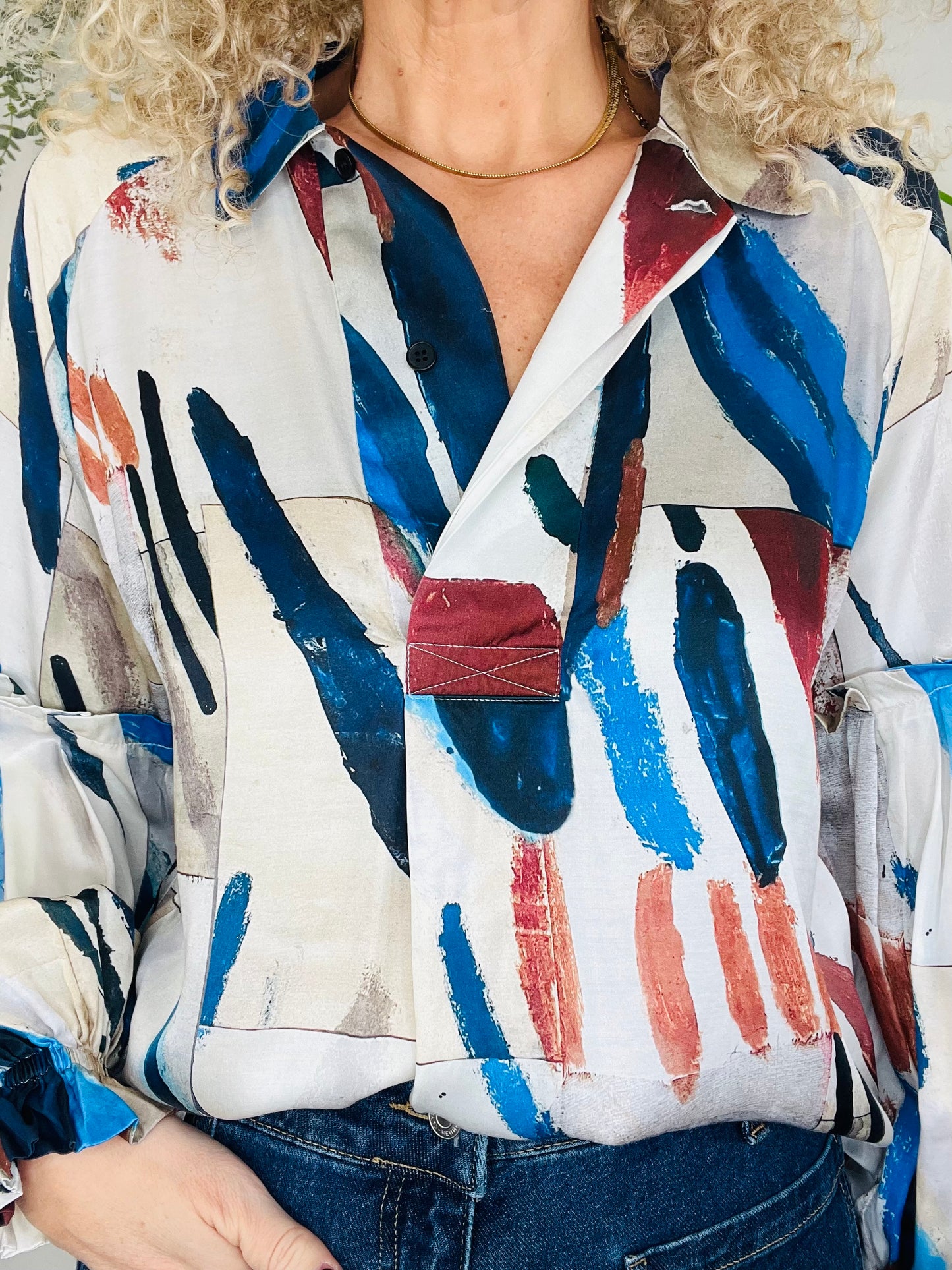 Patterned Silk Blouse - Size 34