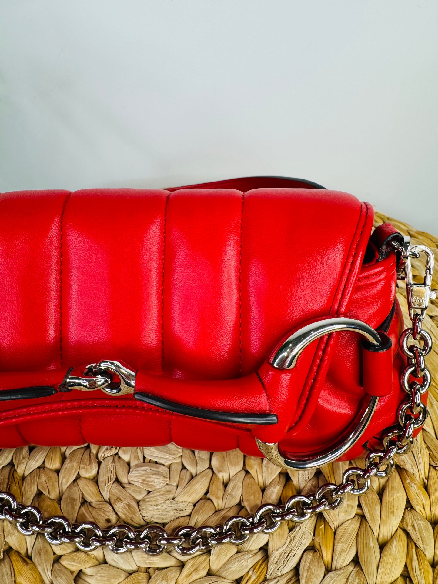 Small Padded Leather Horsebit Shoulder Bag