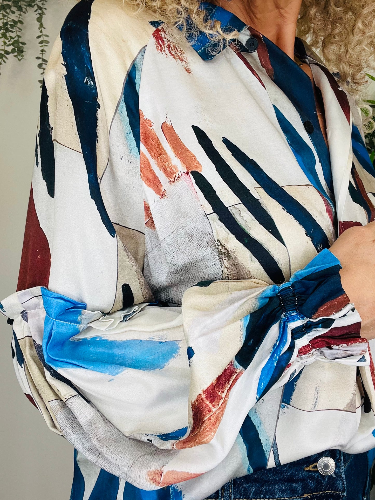 Patterned Silk Blouse - Size 34