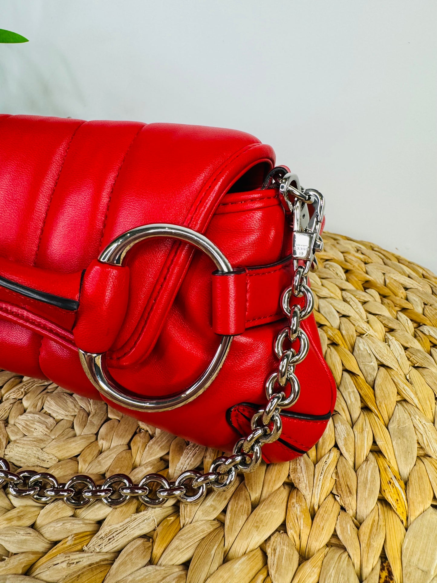 Small Padded Leather Horsebit Shoulder Bag