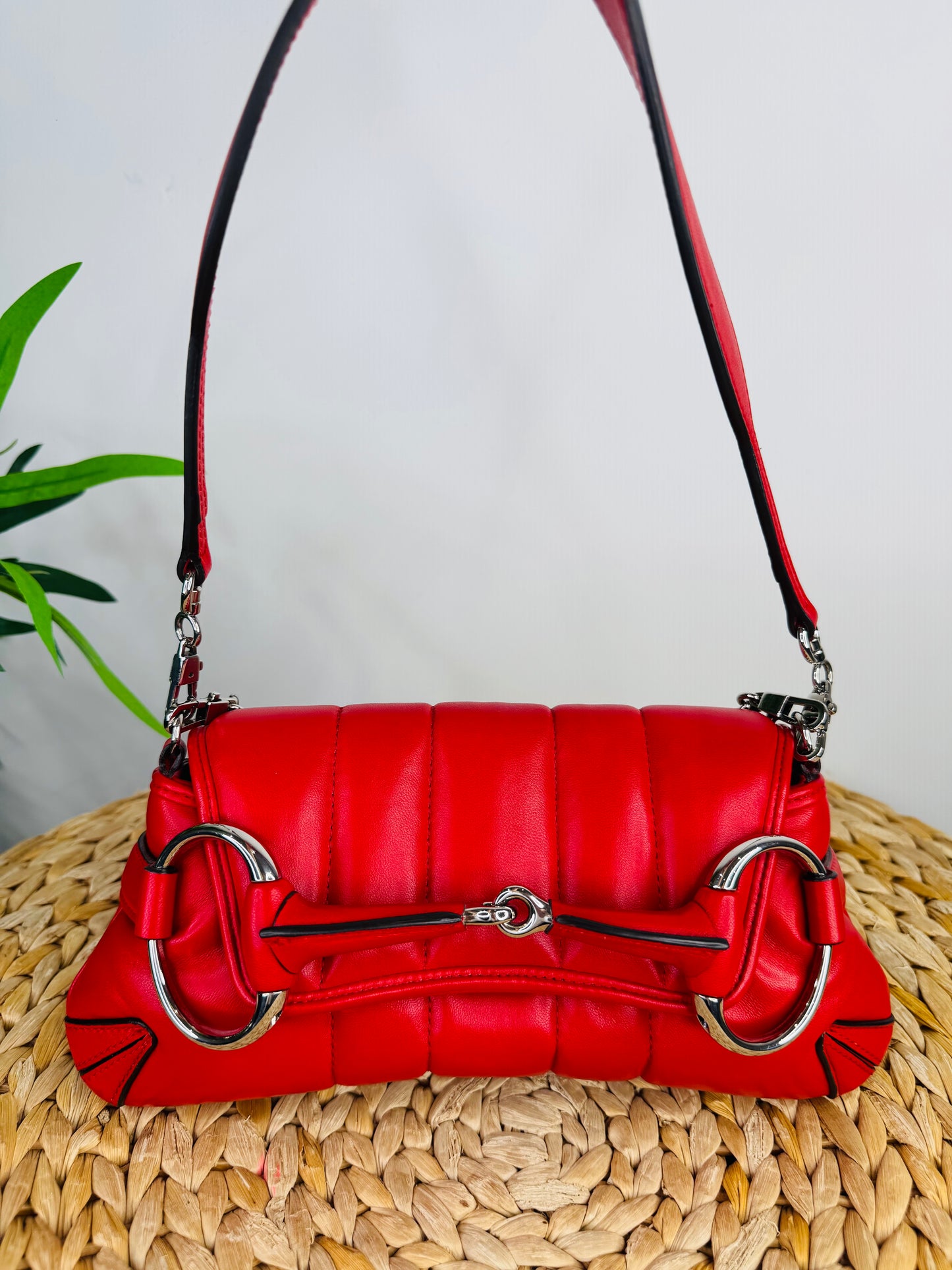Small Padded Leather Horsebit Shoulder Bag