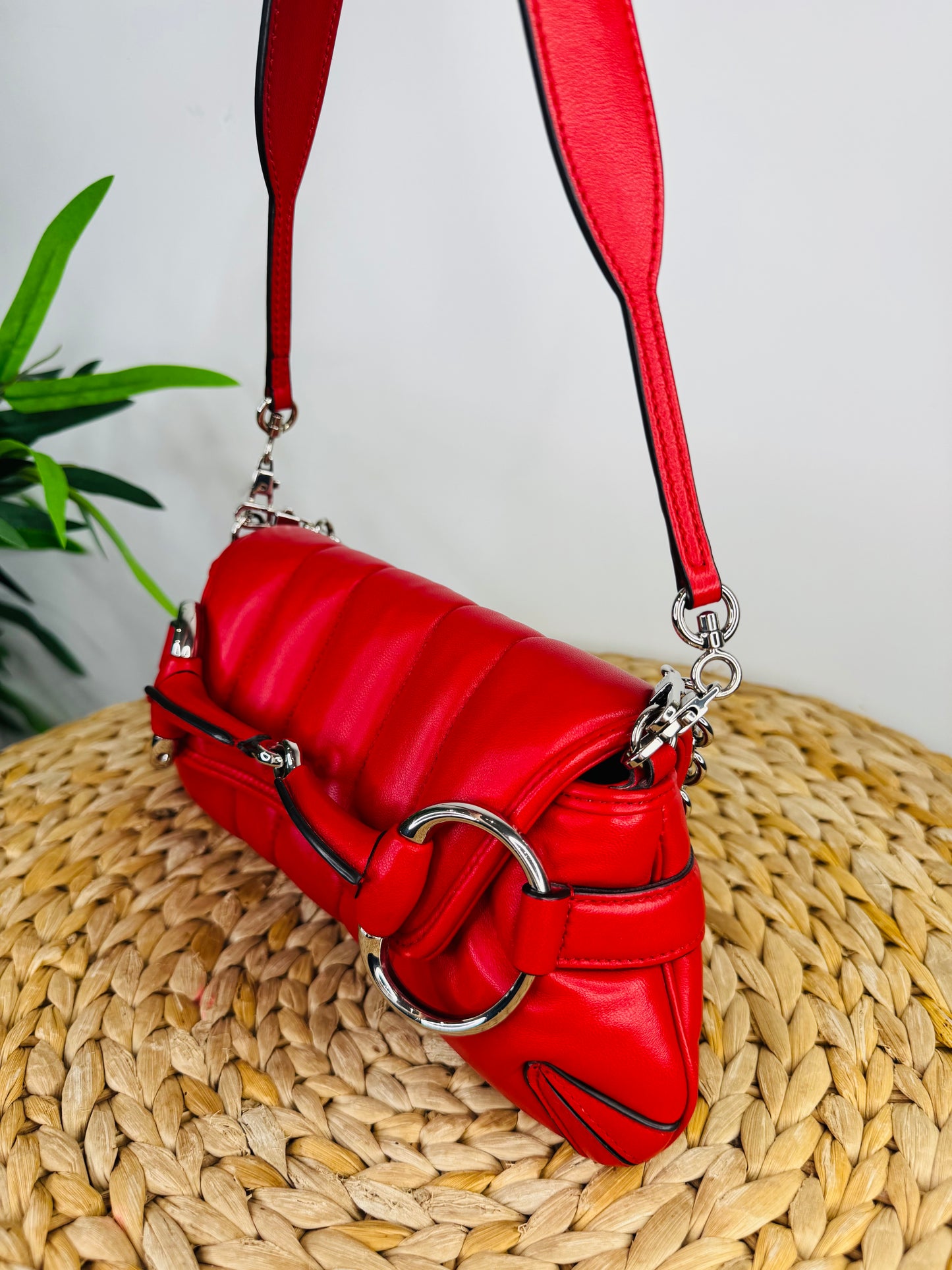 Small Padded Leather Horsebit Shoulder Bag