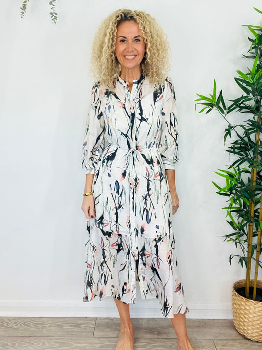 Patterned Shirt Dress - Size 34