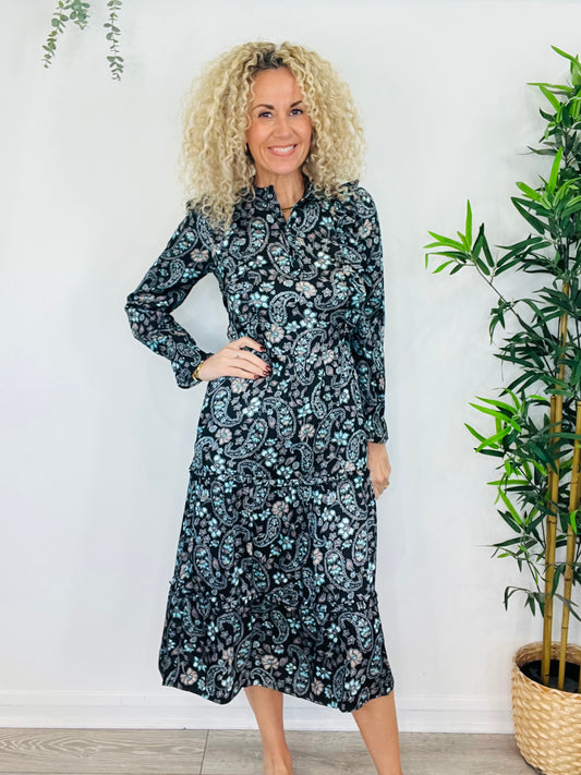 Patterned Silk Dress - Size XS
