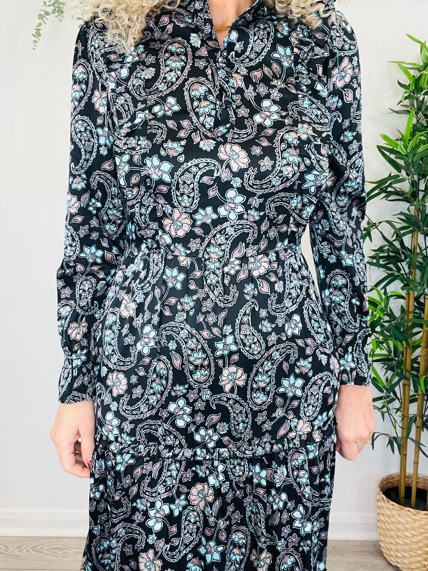 Patterned Silk Dress - Size XS
