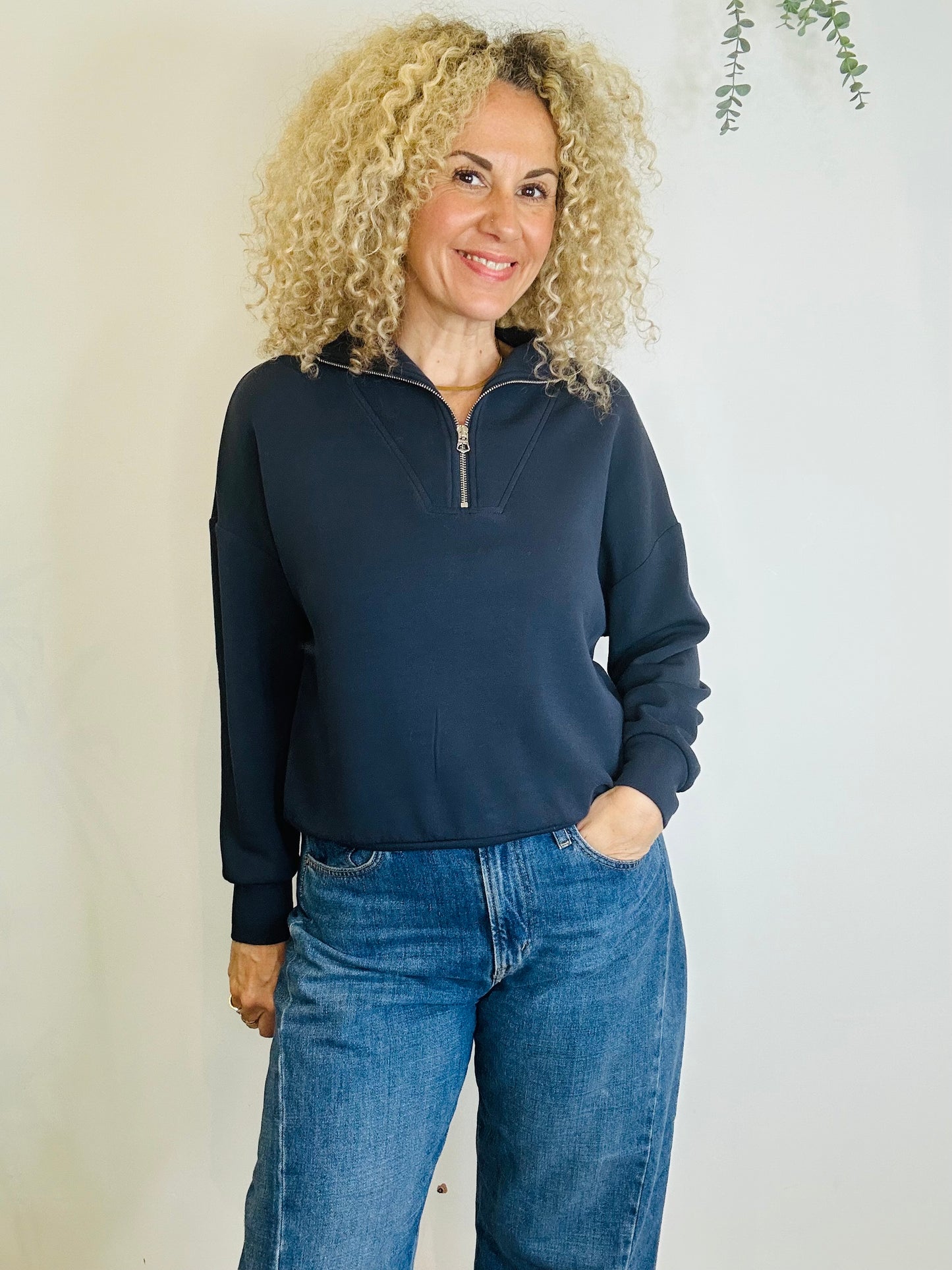 Double Soft Half Zip Sweatshirt - Size S