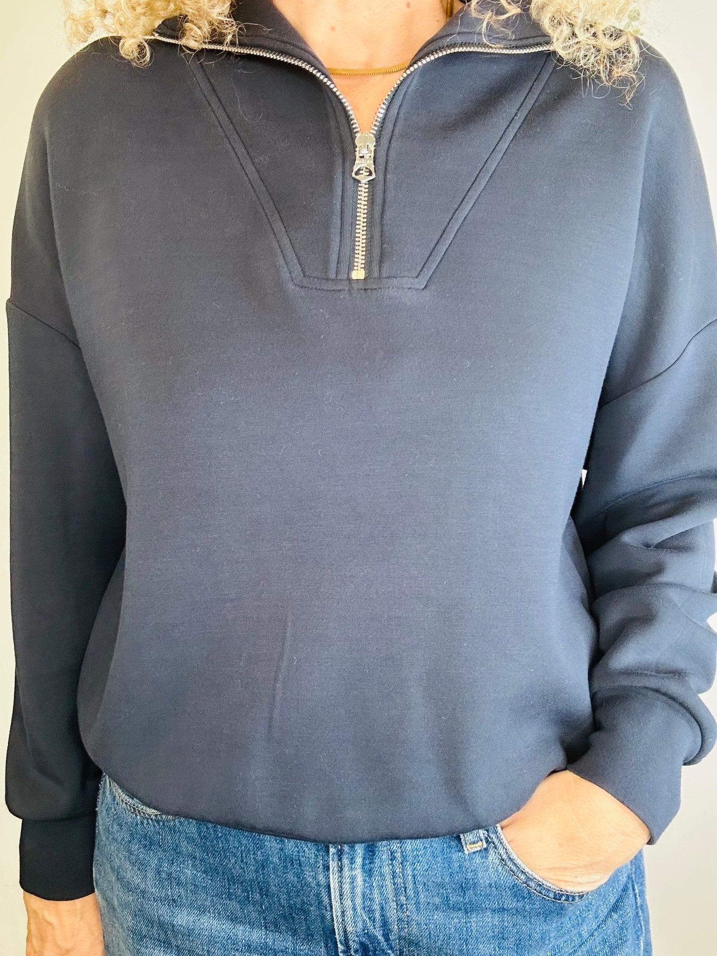 Double Soft Half Zip Sweatshirt - Size S
