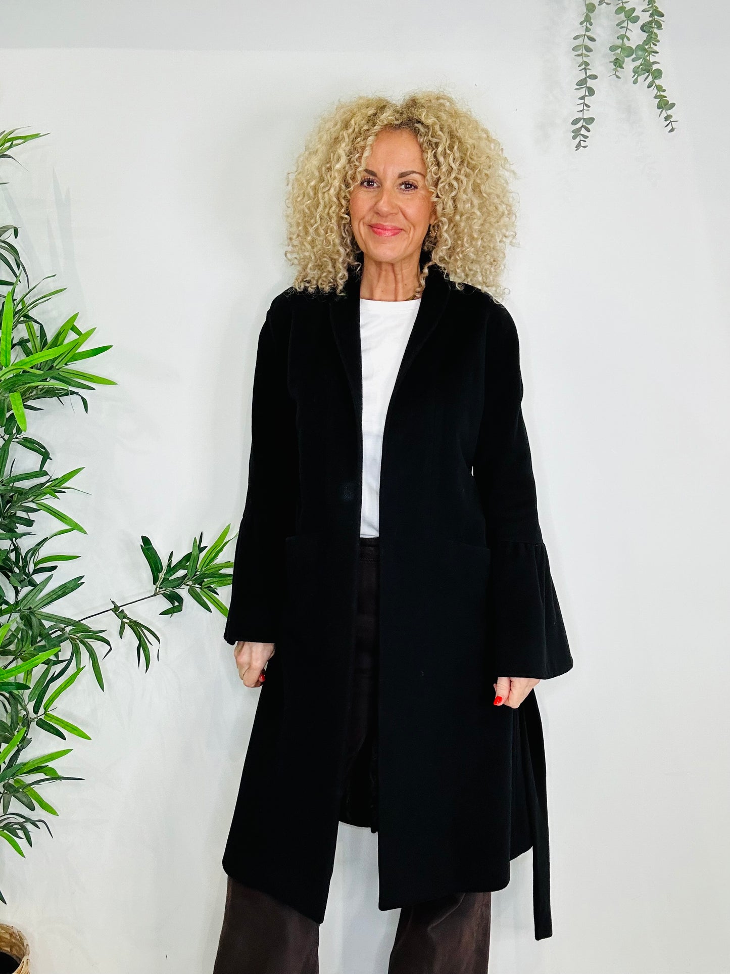 Wool Belted Coat - Size 8
