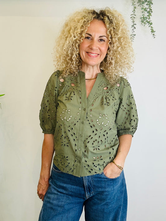 Beatrice Broderie Shirt - Size 0