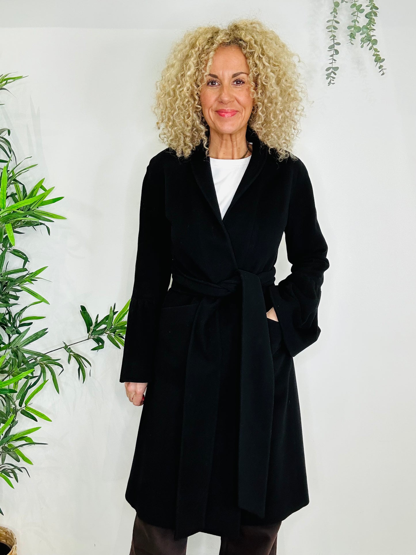 Wool Belted Coat - Size 8