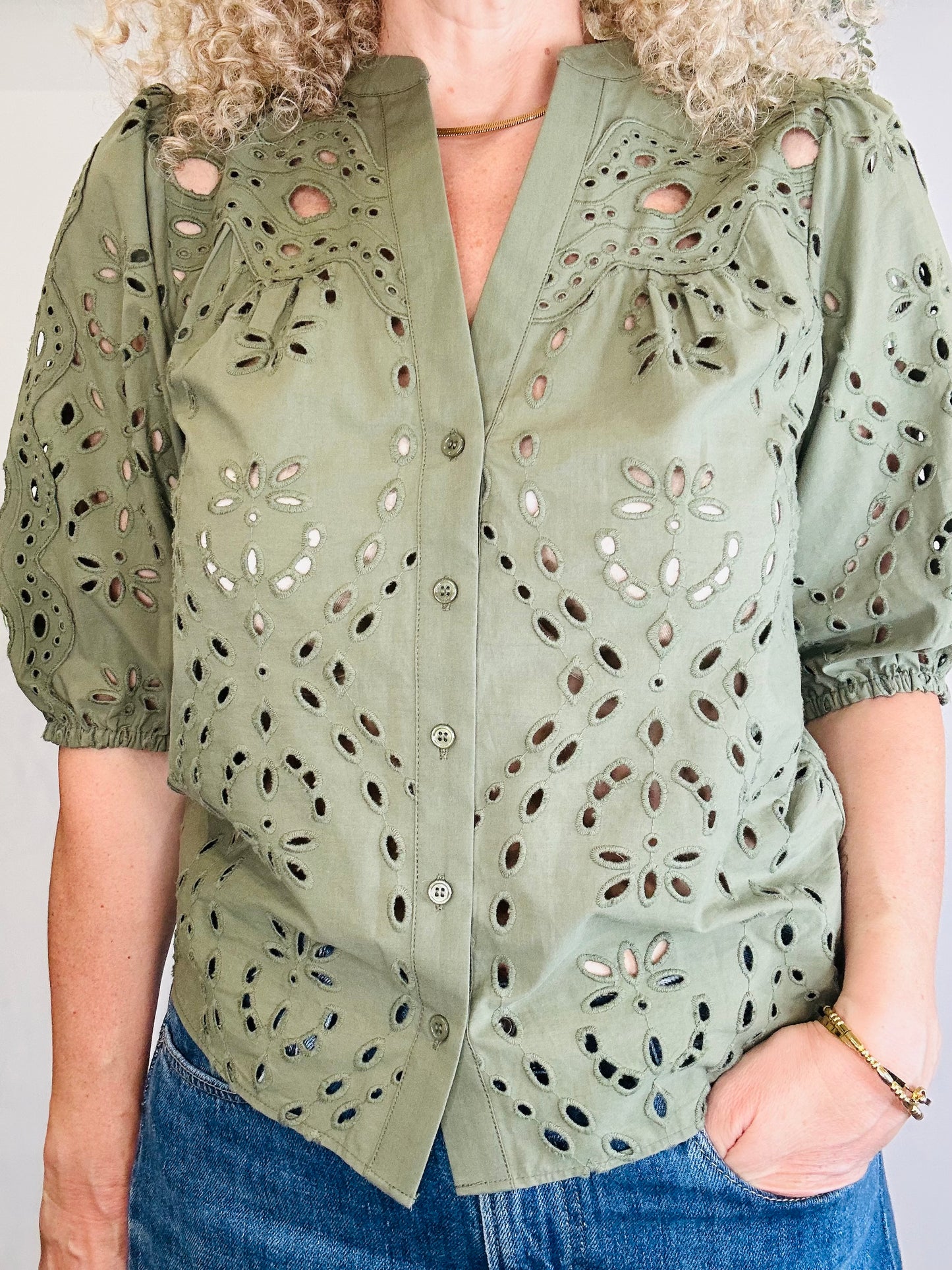 Beatrice Broderie Shirt - Size 0