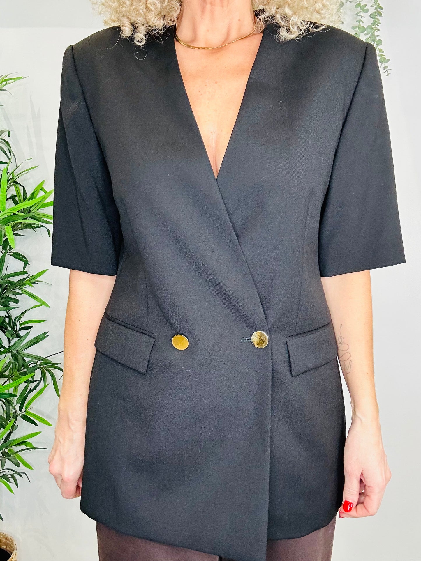 Cropped Sleeve Blazer - Size 44