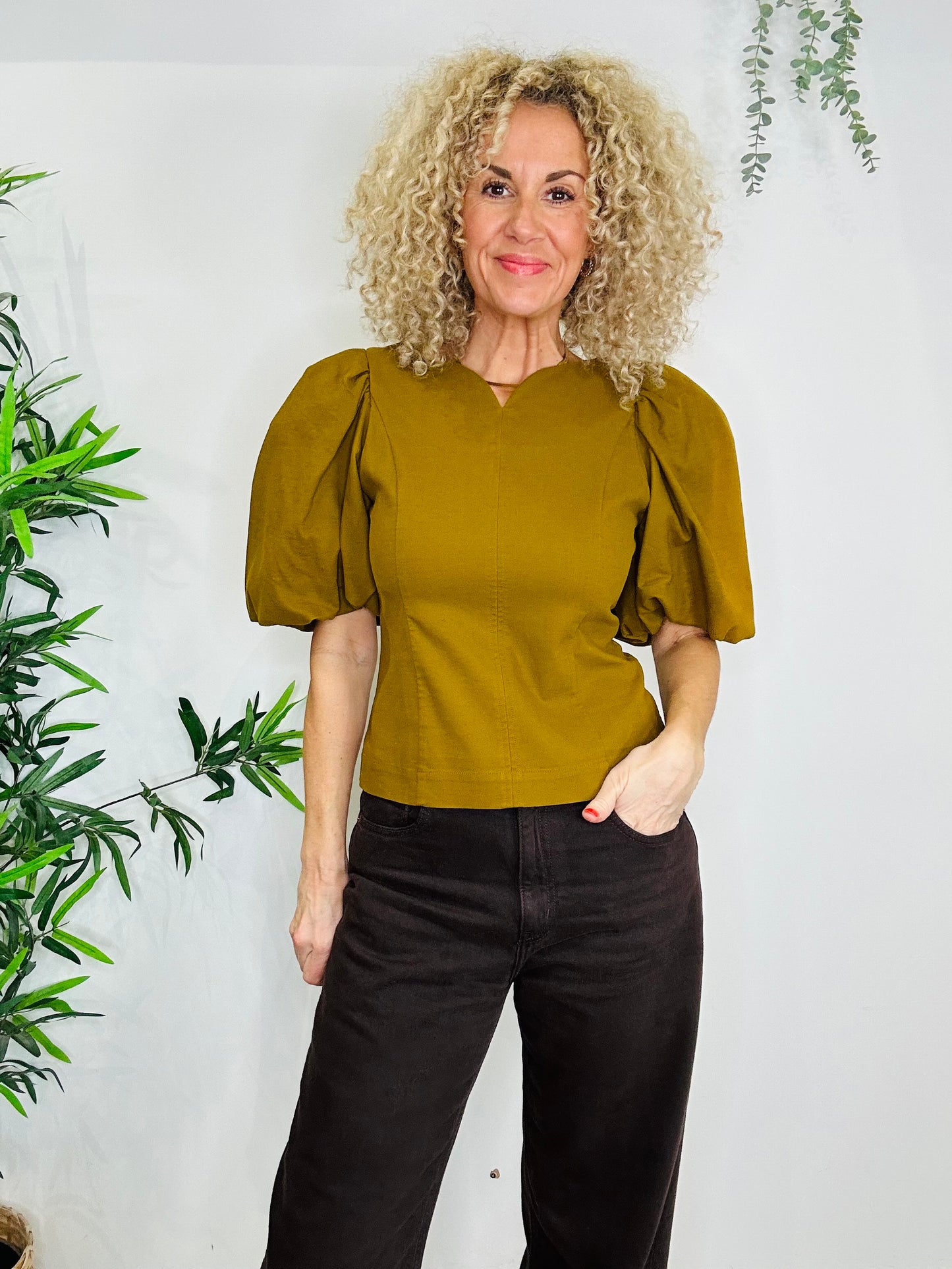 Cotton Puff Sleeve Top - Size 8